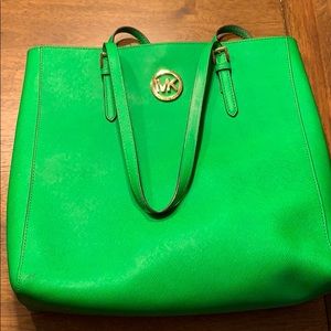 Michael Kors Pebbled Leather green tote